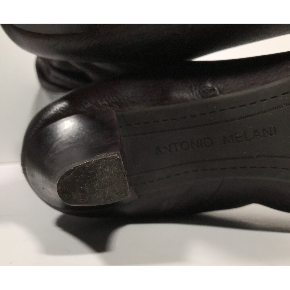 Antonio Melani Womens US Size 8 Black Leather Knee High Tall Boots 2" Heel - Picture 5 of 16